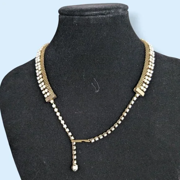 Vintage 3pc Rhinestone & White Plastic Parure - Picture 7 of 14